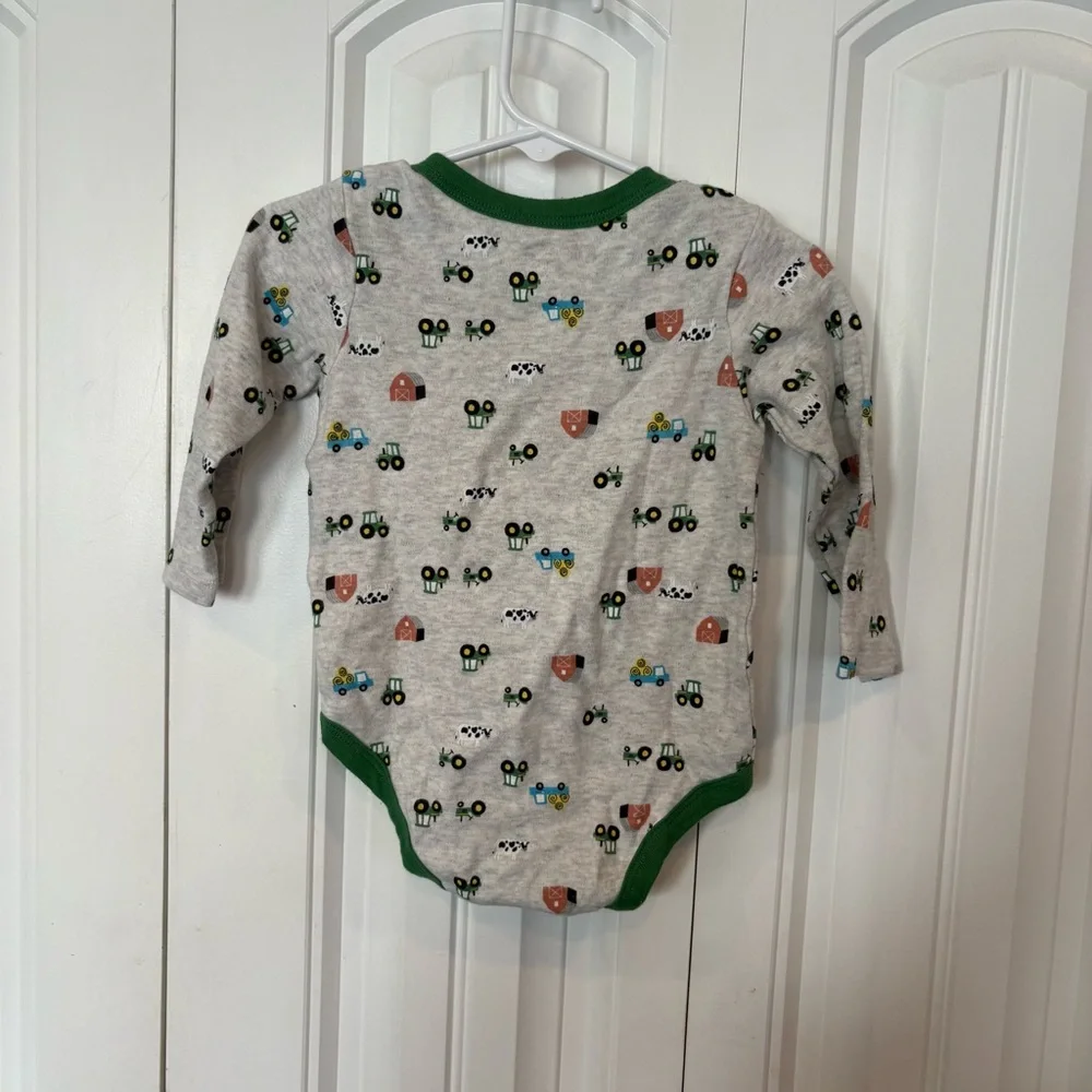 John Deere Gray Long Sleeve Bodysuit Size 9-12‎ Months